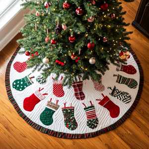 Frosted Delight Christmas Quilted Tree Skirt Seasonal Gift Merch for Festive Homes