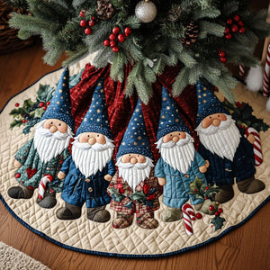 Gnome Cozy Christmas Quilted Christmas Tree Skirt Perfect Merch Gift Tree Skirt for Holiday Season