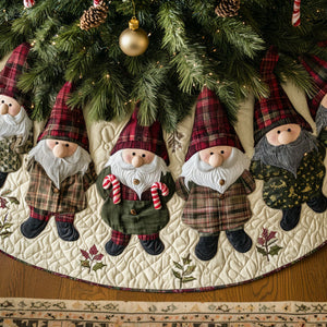 Gnome For The Holidays Quilted Christmas Tree Skirt Exclusive Holiday Tree Skirt Gift for Families