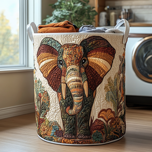 Golden Elephant Quilted Laundry Basket Birthday Merch Gift