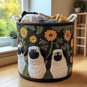 Happy Sheep Quilted Laundry Basket Holiday Season Merch