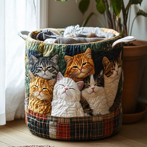 Happy Whiskers Quilted Laundry Basket Graduation Merch Gift