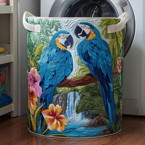 Hibiscus And Parrot Quilted Laundry Basket Best Gift For Him