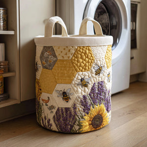 Lavender Bee Quilted Laundry Basket Father’s Day Merch Gift
