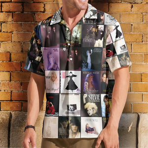 Stevie Nicks Hawaiian Shirt Album Cover Collage Classic Rock Summer Button Up