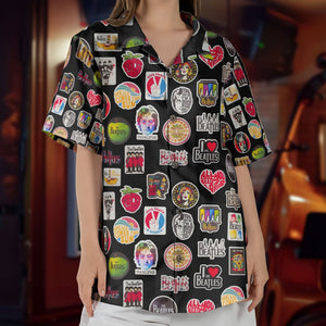 The Beatles Multiple Iconic Logos Hawaiian Shirt Retro Music Inspired Aloha Shirt