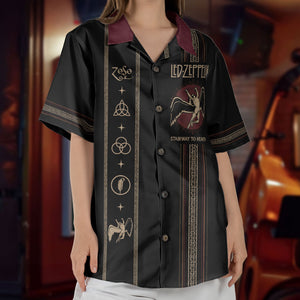 Led Zeppelin Luxury Design Hawaiian Shirt Classic Rock Inspired Black Hawaiian Shirt