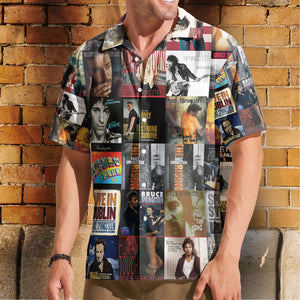 Bruce Springsteen Nostalgia Collage Hawaiian Shirt Classic Rock Memories Gift