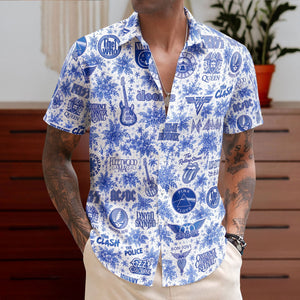 Classic Rock Legends Hawaiian Shirt Beatles Pink Floyd Nirvana Aloha Shirt Retro Music Unisex Shirt