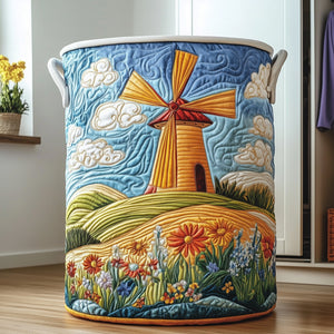 Meadow Windmill Quilted Laundry Basket Holiday Season Merch