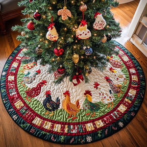 Merry Feathered Friends Christmas Quilted Tree Skirt Perfect Holiday Gift for Home Decor Lovers