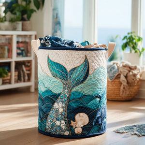Mystic Current Quilted Laundry Basket Ideal Gift For Mom