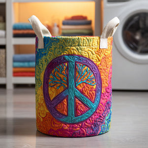 Ocean Breeze Peace Quilted Laundry Basket Halloween Merch Gift