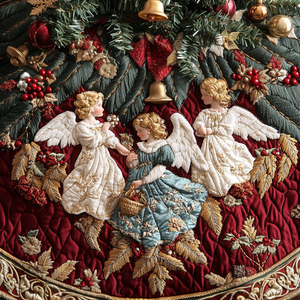 Ornaments Of Heaven Christmas Quilted Tree Skirt Warm and Soft Christmas Tree Skirt for Winter