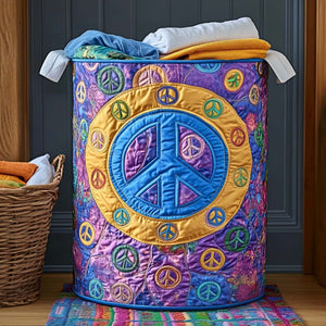 Peace Harmony Quilted Laundry Basket Holiday Merch Gift