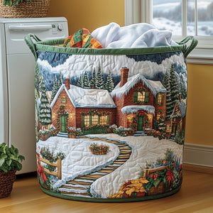 Peaceful Snow Cabin Quilted Laundry Basket Gftohd10329 Merch For Home And Living