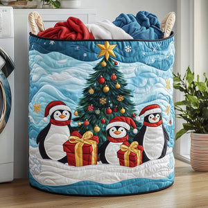 Penguin Heaven Quilted Laundry Basket Valentine’s Day Merch Gift