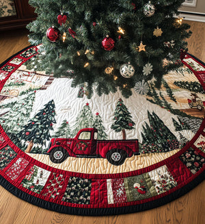 Pinecone Pathway Quilted Christmas Tree Skirt Special Holiday Tree Skirt Gift for Newlyweds