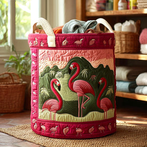 Pink Flock Quilted Laundry Basket Valentine’s Day Merch Gift