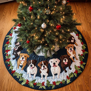 Pitbull Christmas Delight Christmas Quilted Tree Skirt Seasonal Gift Merch for Festive Homes