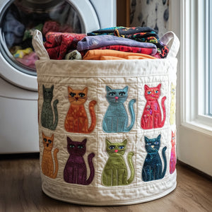Playful Cat Quilted Laundry Basket Christmas Merch Gift