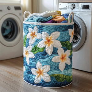 Plumeria Blossom Quilted Laundry Basket Valentine’s Day Merch Gift