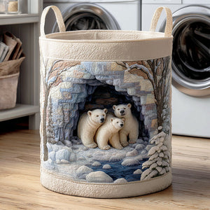 Polar Bear Den Quilted Laundry Basket Merch For Her