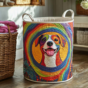 Psychedelic Pitbull Quilted Laundry Basket Merch For Home And Living