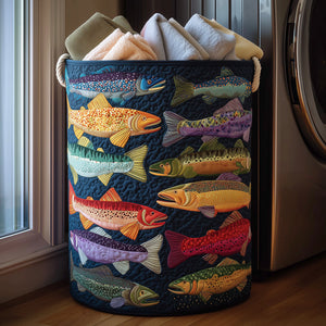 Rainbow Trout Quilted Laundry Basket Father’s Day Merch Gift