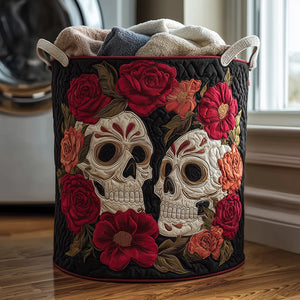 Rose Skull Quilted Laundry Basket Holiday Season Merch