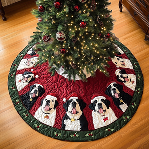 Saint Bernard Noel Christmas Quilted Tree Skirt Holiday Merch That Completes Your Christmas Setup