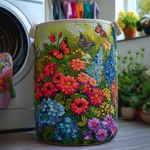Sea Of Flowers Quilted Laundry Basket Mother’s Day Merch Gift