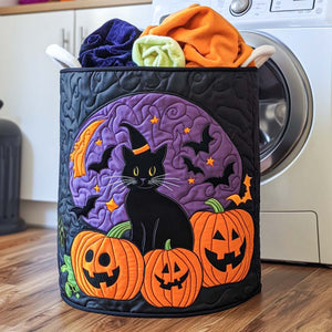 Shadow Whispers Quilted Laundry Basket Halloween Merch Gift