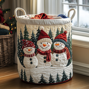Snowman Dreams Quilted Laundry Basket Perfect Gift For College Dorm