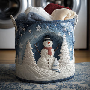 Snowman Magic Quilted Laundry Basket Holiday Season Merch