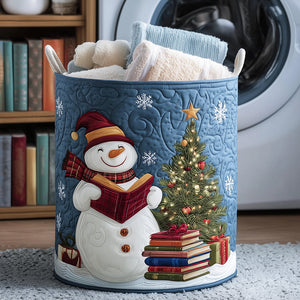 Snowy Reader Quilted Laundry Basket Merch For Kids
