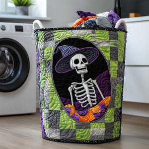 Spooky Skeleton Quilted Laundry Basket New Year Merch Gift