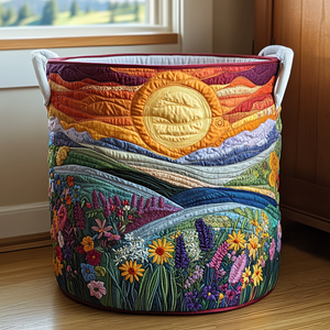 Spring Meadow Quilted Laundry Basket Merch For Friends