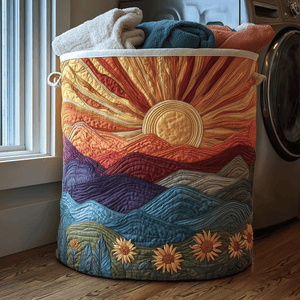 Sunrise Meadow Quilted Laundry Basket Valentine’s Day Merch Gift