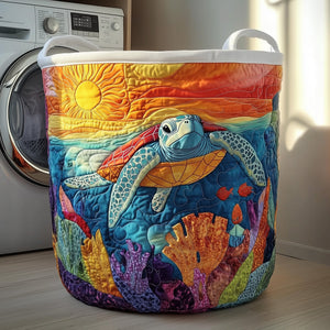 Sunrise Turtle Quilted Laundry Basket Father’s Day Merch Gift