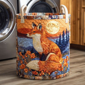 Sunset Fox Glow Quilted Laundry Basket Merch For Home And Bedroom