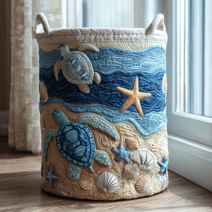 Turtle Haven Quilted Laundry Basket Thanksgiving Merch Gift