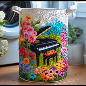 Whispering Piano Bloom Quilted Laundry Basket Halloween Merch Gift
