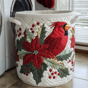 Winter Cardinal Quilted Laundry Basket Gftotp12007 Top Choice For Housewarming