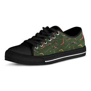 Aboriginal Boomerang And Kangaroo Print Black Low Top Sneakers