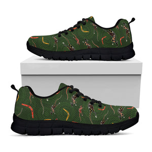 Aboriginal Boomerang And Kangaroo Print Black Running Shoes