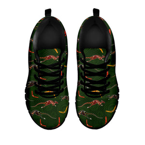Aboriginal Boomerang And Kangaroo Print Black Running Shoes
