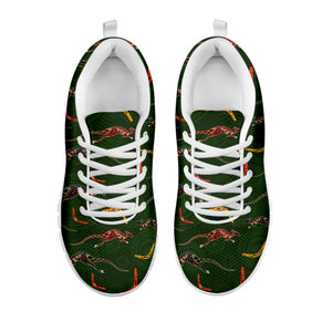 Aboriginal Boomerang And Kangaroo Print White Running Shoes
