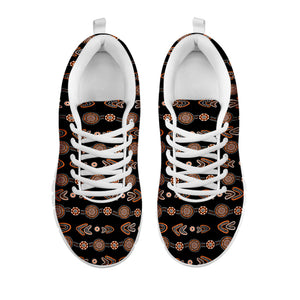 Aboriginal Boomerang Pattern Print White Running Shoes