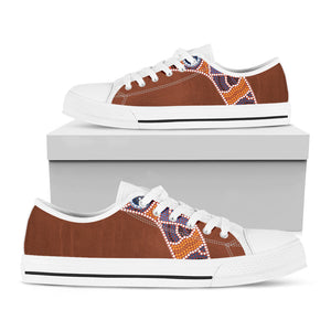 Aboriginal Dot Boomerang Print White Low Top Sneakers